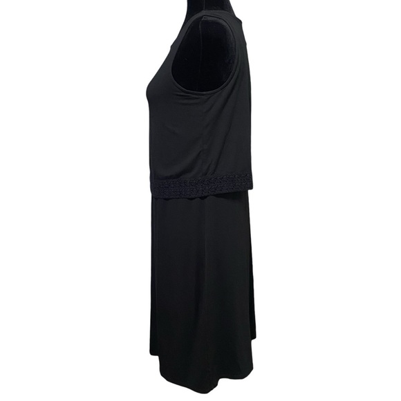 J Jill Wearever Black Layered Crochet Trim Sleeveless Dress XS Travel Boho - Picture 4 of 9